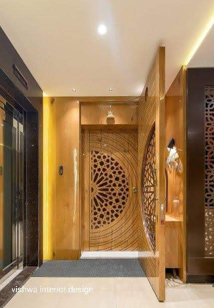 Laser-Cut Designer Wooden Door — Mahadev Furniture Vadodara