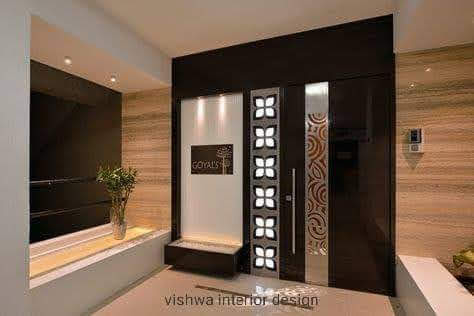 Modern Entry Door with Glass Panels — Mahadev Furniture Vadodara